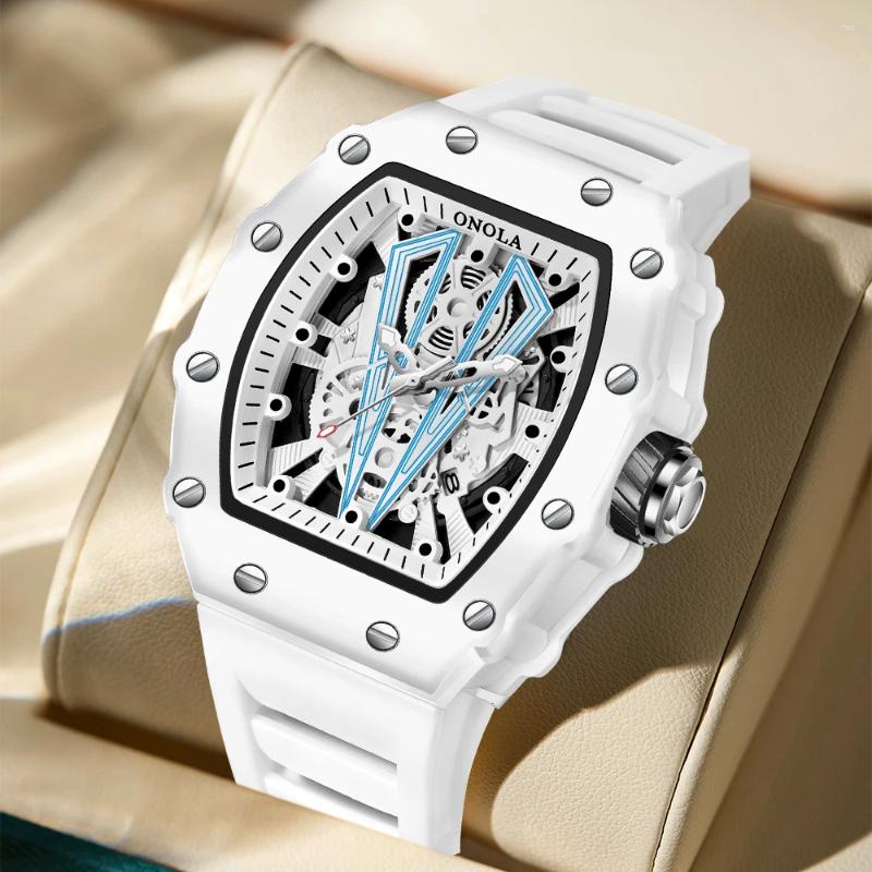 Wristwatches High Quality Men's Watch Quartz ONOLA Fashion Clock Waterproof Silicone Tape For Men-image-919919691