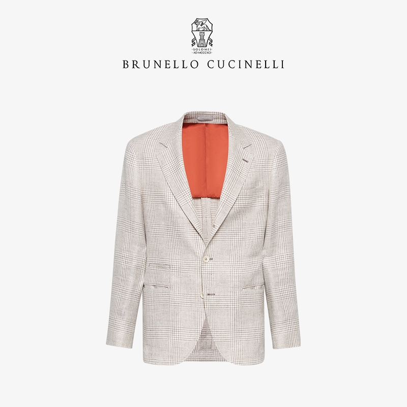 

Mens Blazers Brunello Cucinelli Check Business Leisure Suit Jacket Coat, Khaki