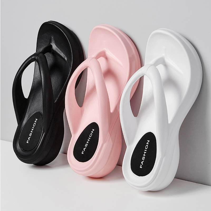 

Sandal Sand Beach Flip Flops Wedge Heels Outside the Seaside Sandals Thickbottomed Flipflops Outdoor Slides Summer Shoes 230410, Pink