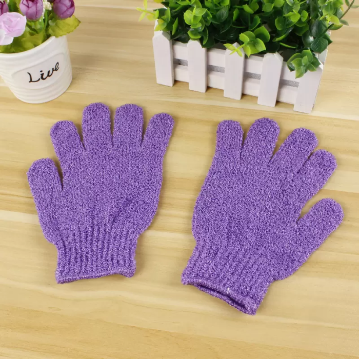 Five finger polyester bath Sponges & Scrubbers exfoliating gloves disposable for hotel sauna gf852