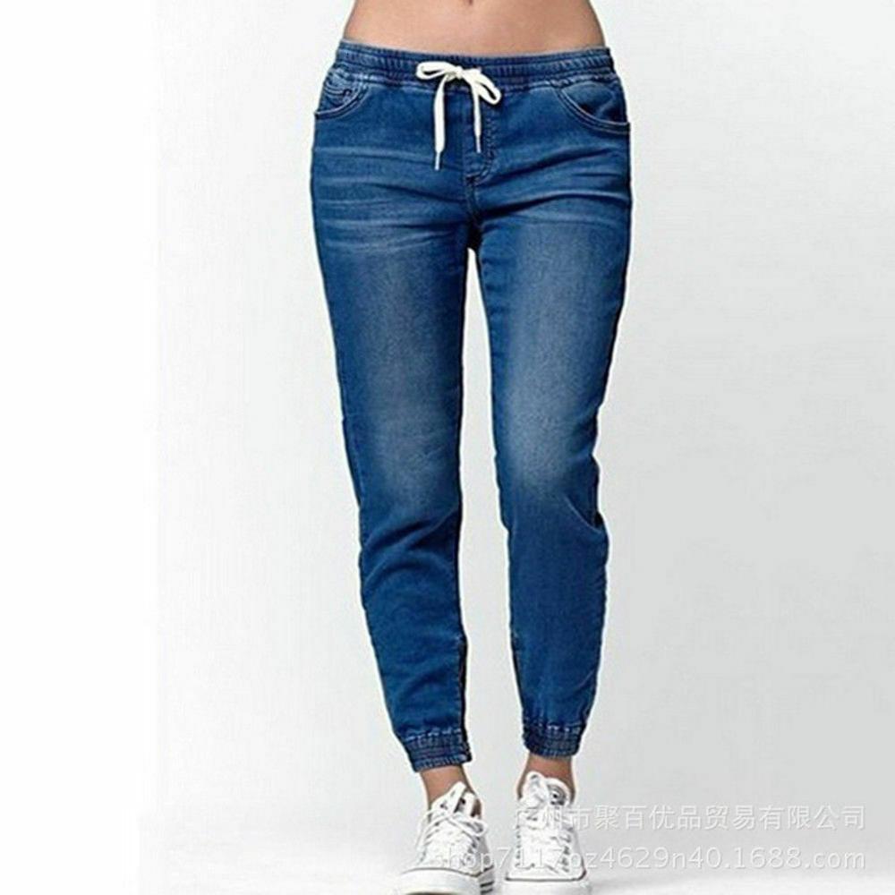 

Women's Jeans Casual Jogger Pants Elastic Sexy Skinny Pencil Jeans For Women Leggings Jeans High Waist Women's Denim Drawstring Pants 230410, Black
