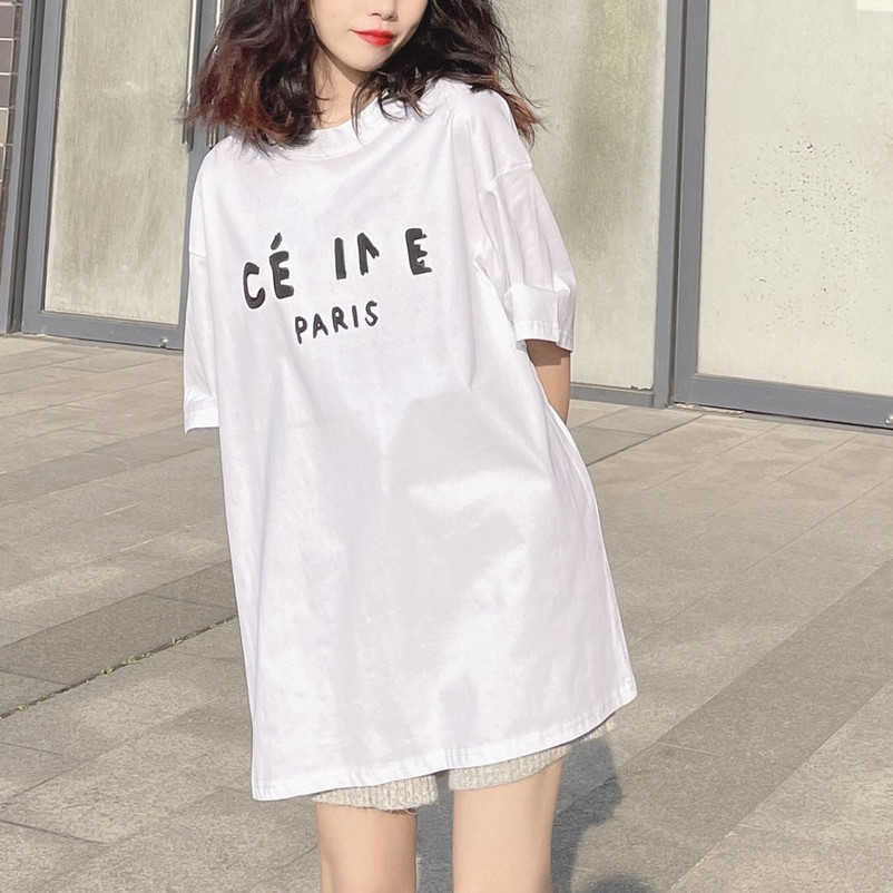 

2023 New designer womens t shirt high-end High Edition 2023 Summer Exclusive Versatile OS Loose Sleeve T-Shirt, White