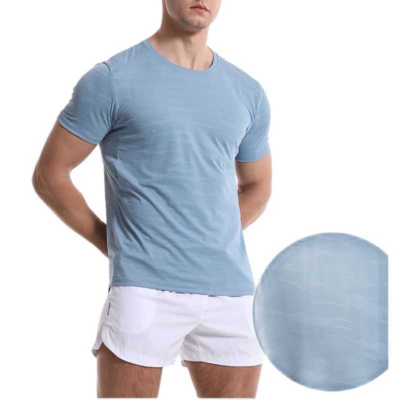 

Yoga Outfit Lulu Summer Leisure Running Training Clothes Fitness Men's Tops T-Shirt Quick Dry Breathable Loose Short Sleeve High Elasticity lululemens, Fog blue