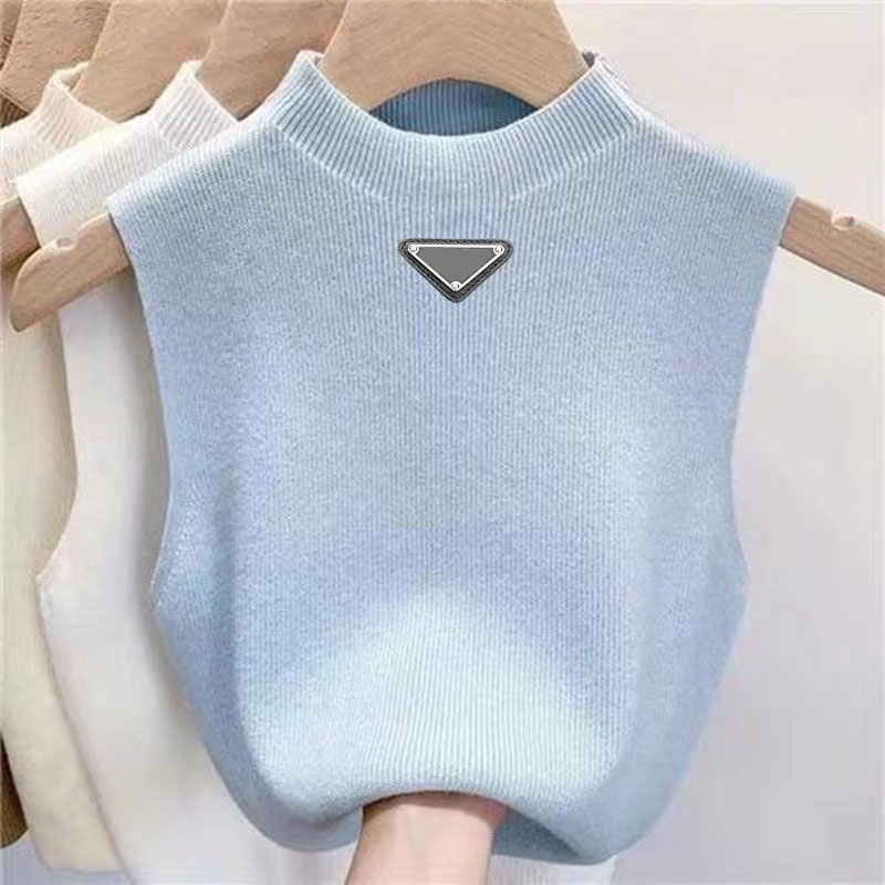 

Designer vest top soft sweater womens t shirt summer spring fall loose Letter printed round neck pullover knit waistcoats sleeveless girls tank tops tees size S to