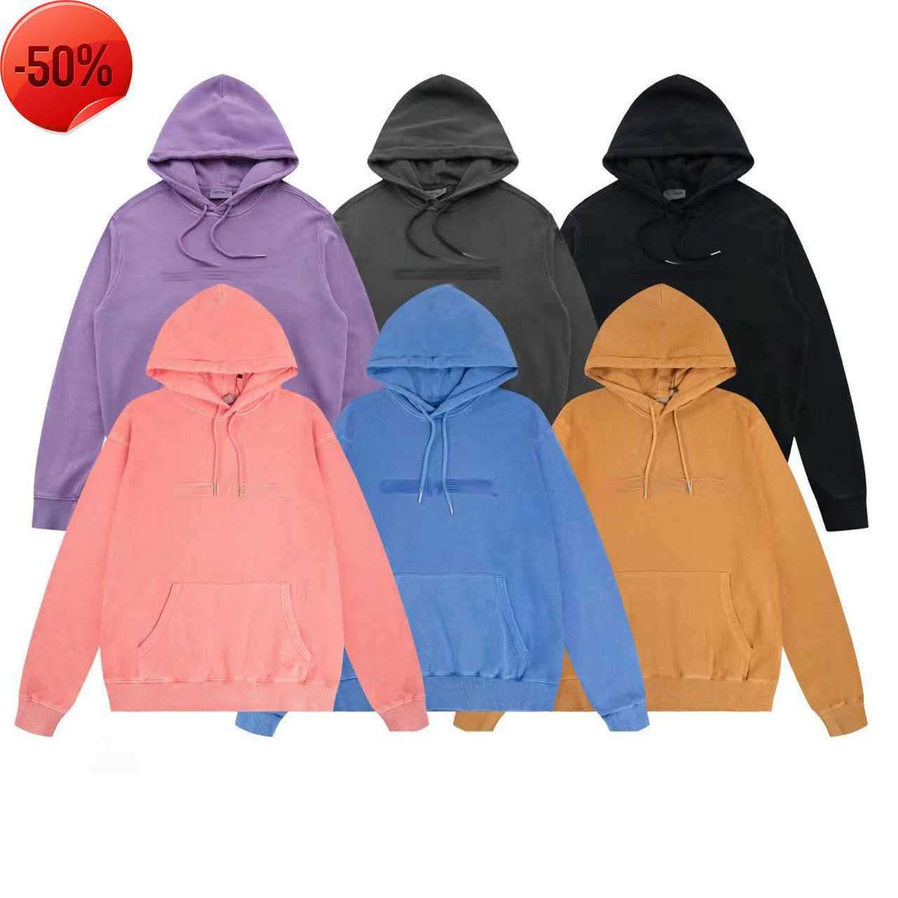 

Hoodies Sweatshirts Mens Hoodie Pullover Classic Sweatshirts Letter Embroidery Heavy Industry Washing Round Neck CoupleS to 2XL Size, Purple blue