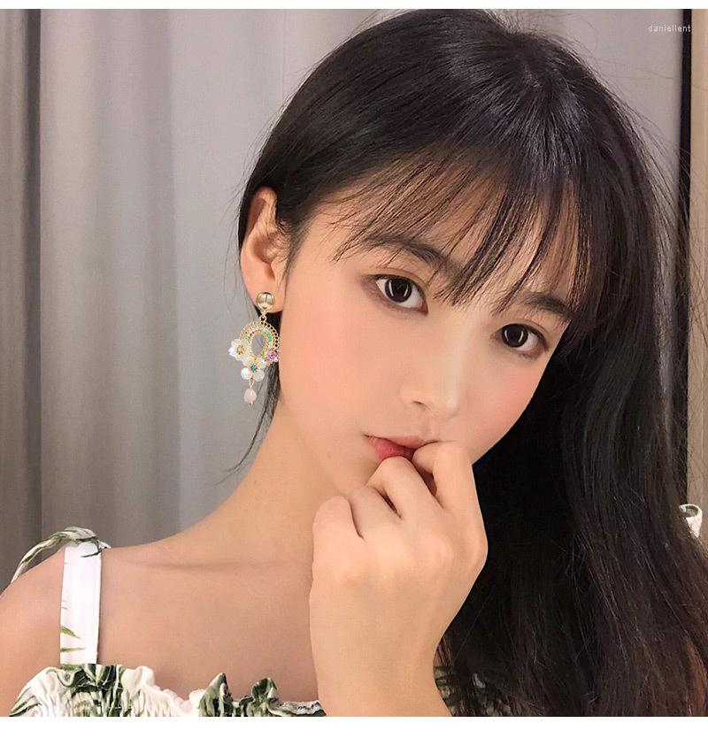 

Stud Earrings 2023 Korean Fashion Handmade Flower For Women Long High-end Simple Temperament Tassel Jewelry