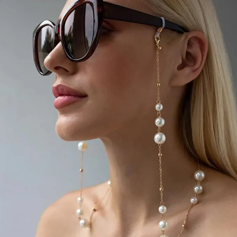 Eyeglasses chains Sunglass Chain Beaded Pearl Eyeglass Lanyard Holder Strap Silicone Loop Necklace Outside Casual Accessory 231110 11$