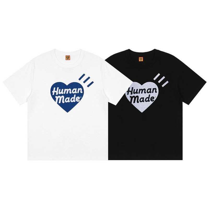 

2023 Summer Human Co branded Love Print Bamboo Joint Cotton Round Neck Loose Men's and Women's Short Sleeve Couple T-shirt