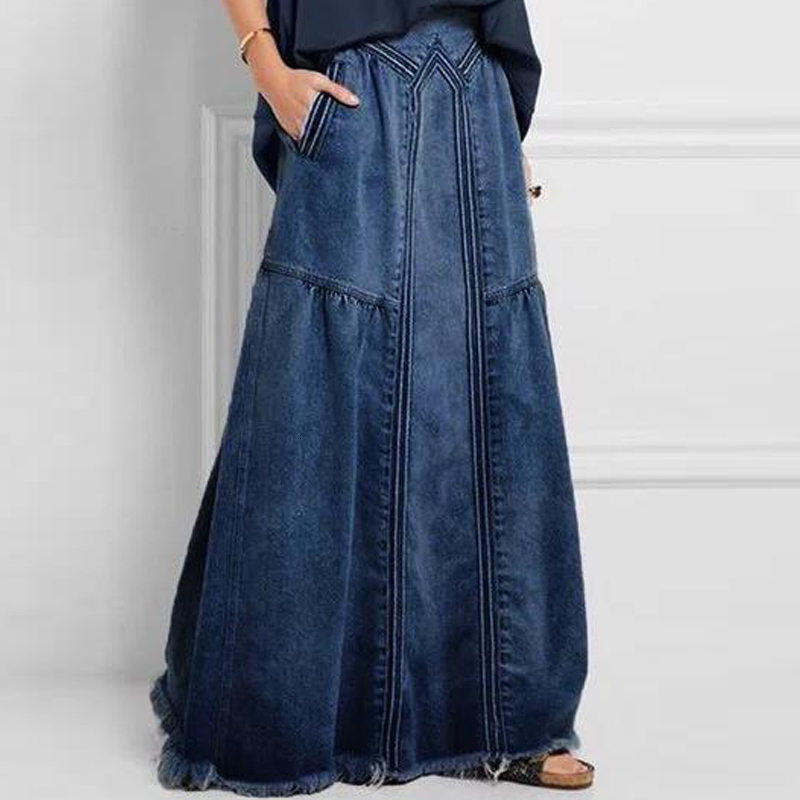 

Skirts Oversize Fashion Street Summer A Line Denim Women Autumn Sun Casual Solid High Waist Women's Long 230410, Grey
