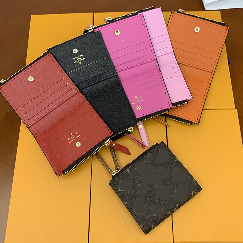 

Europe Luxurys Designer Men Wallet Credit Card Holder Purse Double zipper zero wallet with double-sided card slot billfold Purses Women Genuine Leather Without box