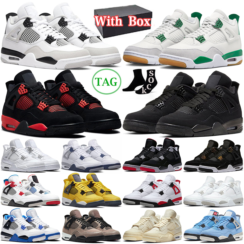 

With Box 4 4s Basketball Shoes Pine Green Military Black Cat Bred Sapphire Midnight Navy Red Thunder Seafoam Photon Dust men women trainers outdoor sports sneakers, #10