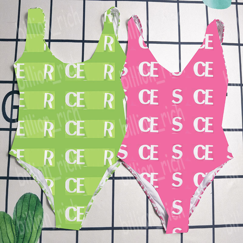 

Sexy Women Swimwear Fashion Letters One Piece Swimsuits Padded Beach Bra Briefs Bathing Suits, Pink with label