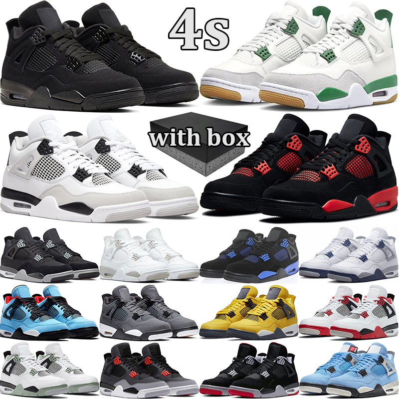 

with box 4s Basketball Shoes Military Black Cat Soft Pink men women 4 retro Sail Infrared White Oreo University Blue Thunder outdoor mens trainer
