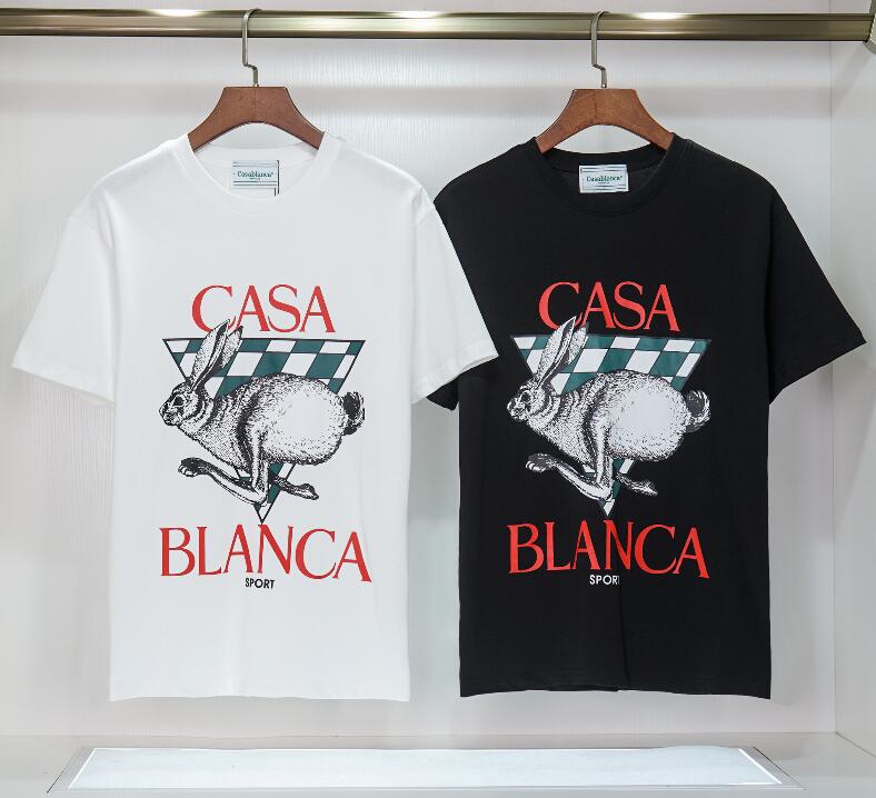 

classical white casa rabbit designer t shirt summer short sleeve casablanca women men tshirt tee mens clothes