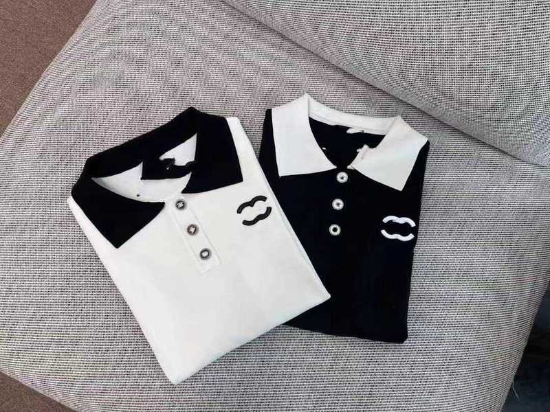 

Women' Polos designer Cotton Collar Black White Short Sleeve chic 2023SS Spring/Summer Fashion Casual Versatile SME7