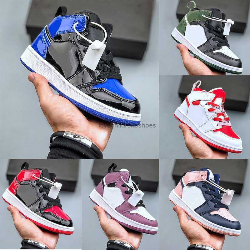 

2023 Infants 1s Kids Basketball Shoes Kid Shoes Game Royal Scotts Obsidian Chicago Bred Sneakers Mid Multi-Color Tie-Dye Baby Shoe Size 25-35