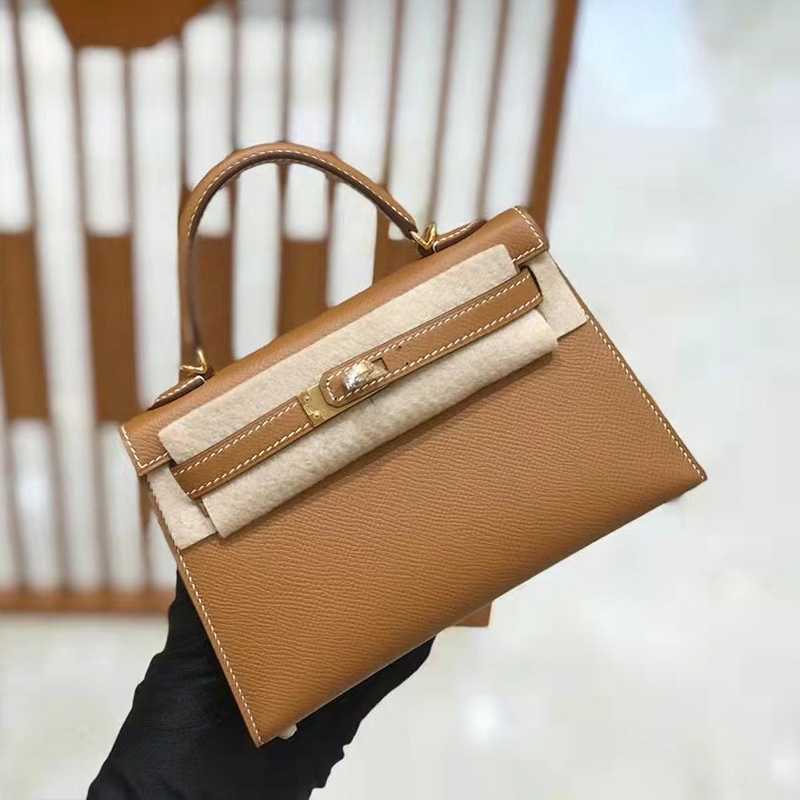 

Herms Women Bag Kellier Handmade Wax Line Second Generation Mini Bag Ep Leather Palm Pattern Cow Leather One Shoulder Crossbody Mini Women's Bag, Amber yellow silver buckle (consult if