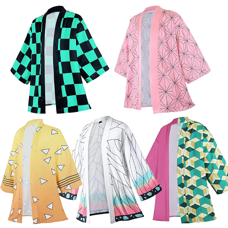 

Theme Costume Adult Child Demon Slayer Cosplay Kimono Haori Anime Kimetsu No Yaiba Kamado Nezuko Kochou Shinobu Cosplay Costume Summer Coat 230410, Agatsuma zenitsu