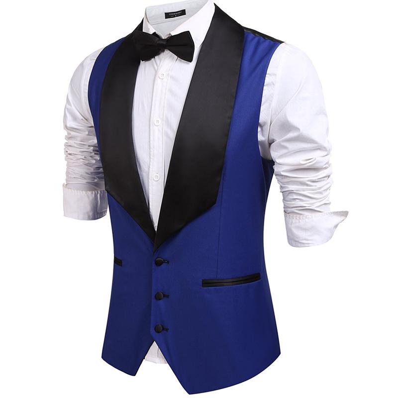 

Men's Vests Royal Blue Men Vest For Wedding Groom Tuxedo Single Breasted One Piece Waistcoat Black Shawl Lapel Custom Fashion, Same as image
