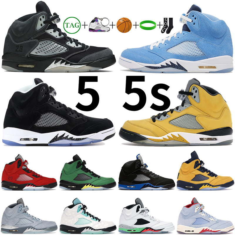 

2023 New Men 5s Basketball Shoes Jumpman 5 Designer Sneakers Mens Sports Sneaker Raging Red Racer Blue UNC PE White Metallic Gold SE Oregon Outdoor Trendy Trainers, #10- anthracite