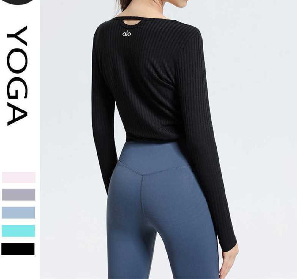 

Women' T-Shirt 23SSS t Shirt Alos Yoga Sweatshirt Women' Rib Sports Top Quick-drying Fitness Long-sleeved T-shirt Pilates Training tracksuit women juicy tracksuits, Black