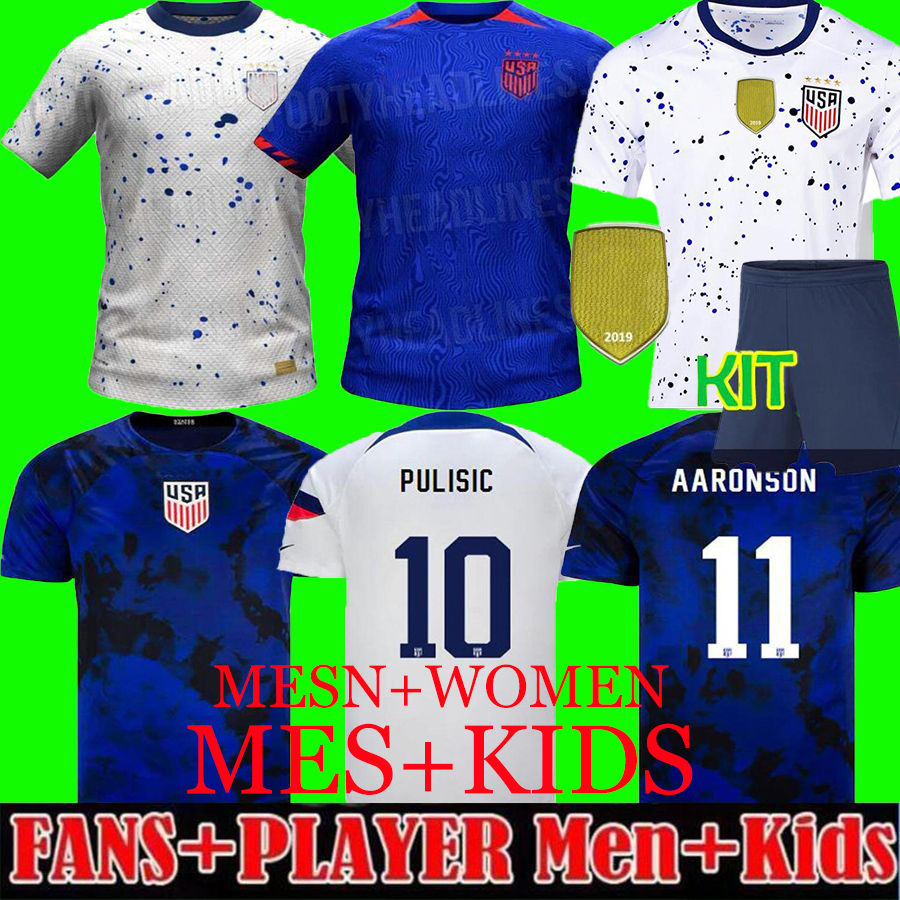 

USAS 2023 USWNT 4 Stars Women Soccer Jerseys Kids Kit PULISIC USMNT 2024 22/23 US A Maillot Football Shirts S America Player Version Training World Cup SMITH, 2023 womens home+patch