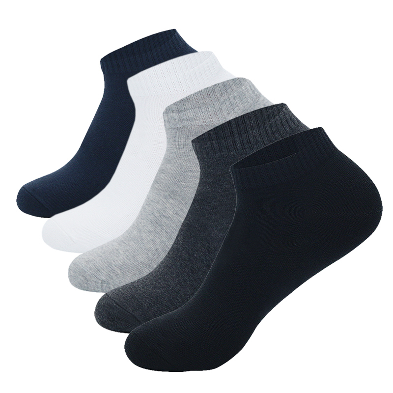 

Men's Socks 5 Pairs Low Cut Men Socks Solid Color Black White Breathable Cotton Socks Male Sport Short Socks Business Women Men 230410, 5 pairs-black