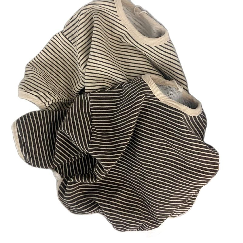 

T-shirts Boys Sweaters Tees Spring Long Sleeve Korean Loose Striped Tops Children's T-shirts All-match Bottoming Girl Shirts 230410