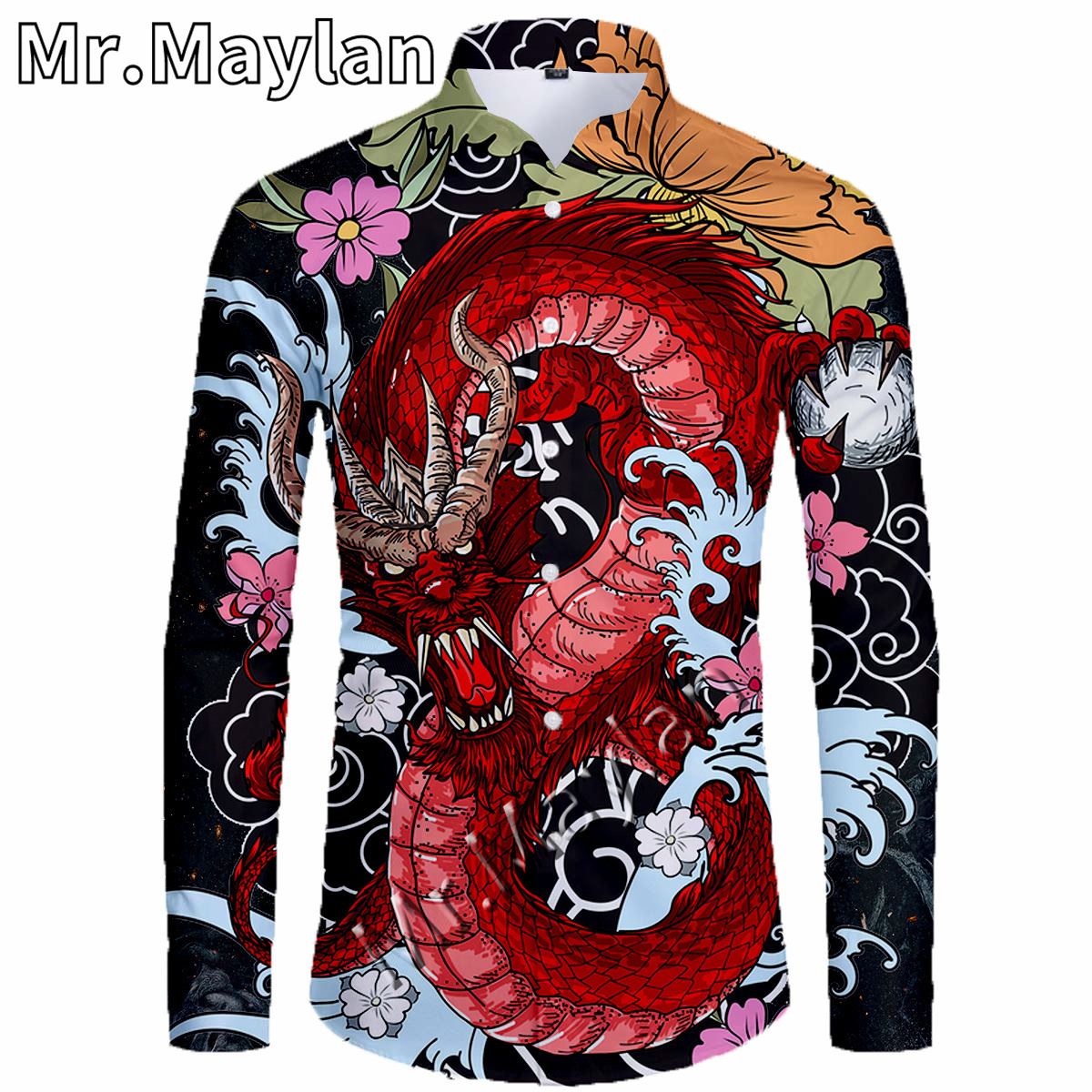 

Men's Casual Shirts 3D Printing Dragon Tattoo Hawaii Shirts Long Sleeved Beach Shirt Men's Autumn Shirts Oversized 5XL Camisa Masculina -21 230410, 01