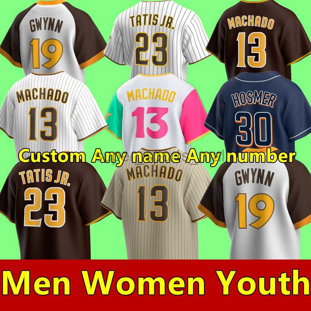 

Juan Soto Baseball Jersey 23 Fernando Tatis Jr. 13 Manny Machado 9 Jake Cronenworth 19 Tony Gwynn 2 Bogaerts Lamet San Diego Custom Jerseys, As shown in illustration