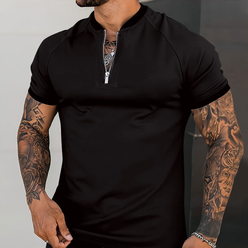 

Men's Polos Fashion Men T Shirt Short Sleeve Fitness Round Neck Solid Color Zipper Casual polo shirt Mens Sports big Size Slim Fit Tops 230410, White