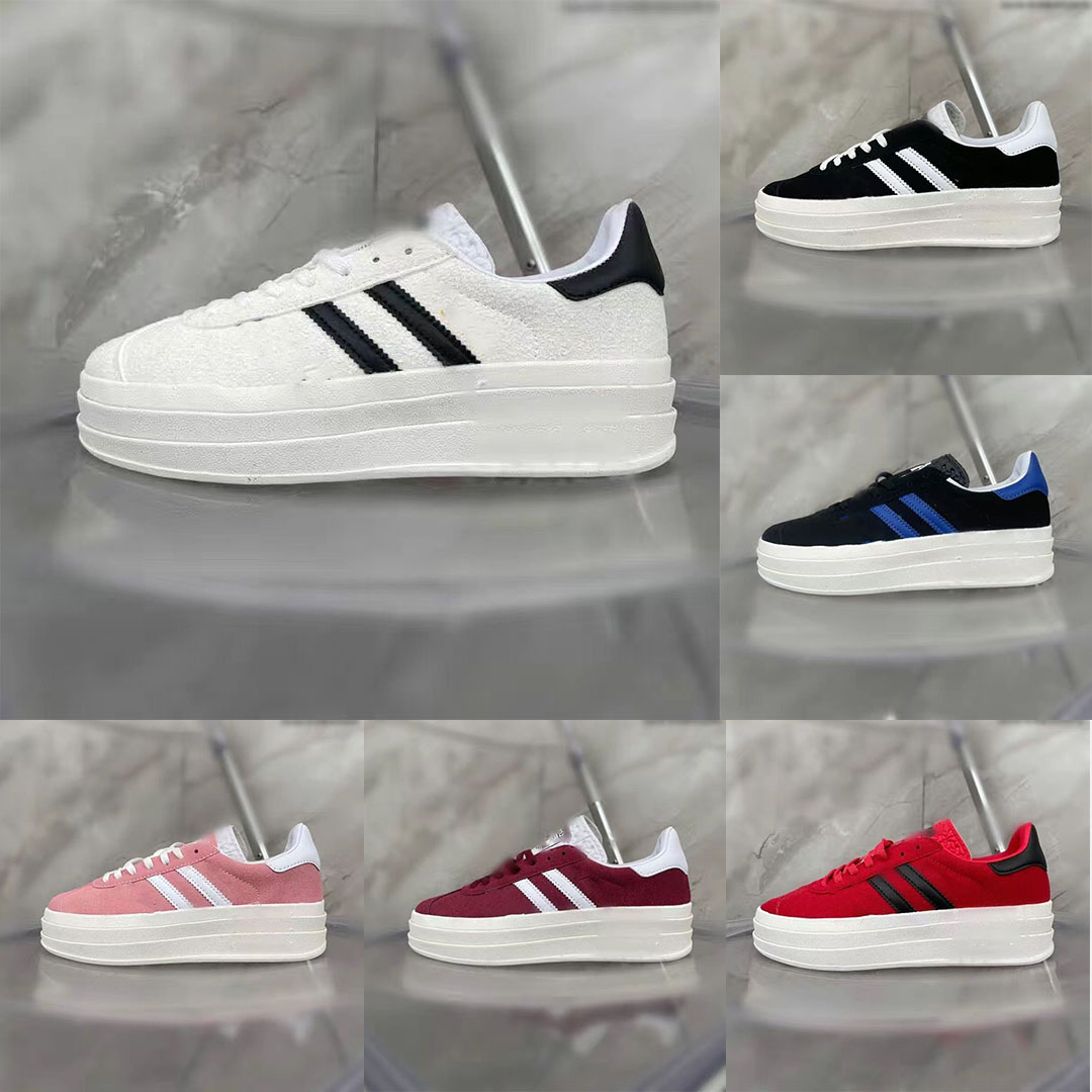 

Gazelle Bold casual shoe brand designer Clover Luxury trainer velvet splicing printed stripes vintage B22 women's thick soled Argan shoes