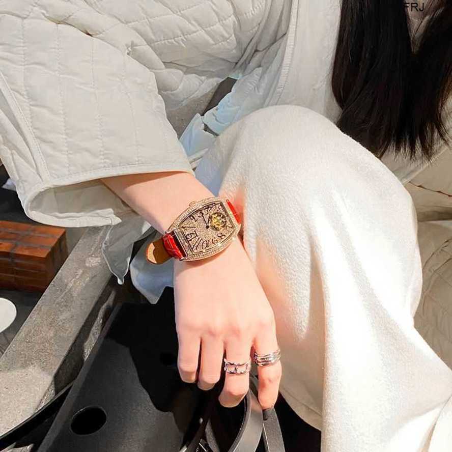 

Designer Watches Richads Milles Mens Tourbillon Hollow Mechanical Watch Charlie De Bucket Fm Frank Miller Women Muller Frj, Rose gold black belt