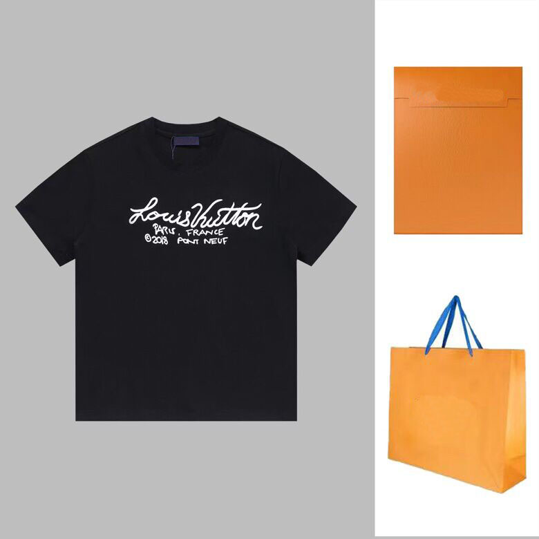 

2023ss Spring/Summer High Quality Designer Letter Print T Shirt Cotton Fabric Round Neck Pullover Short Sleeve Unisex T-Shirt Sweatshirt d3s3t5, Black