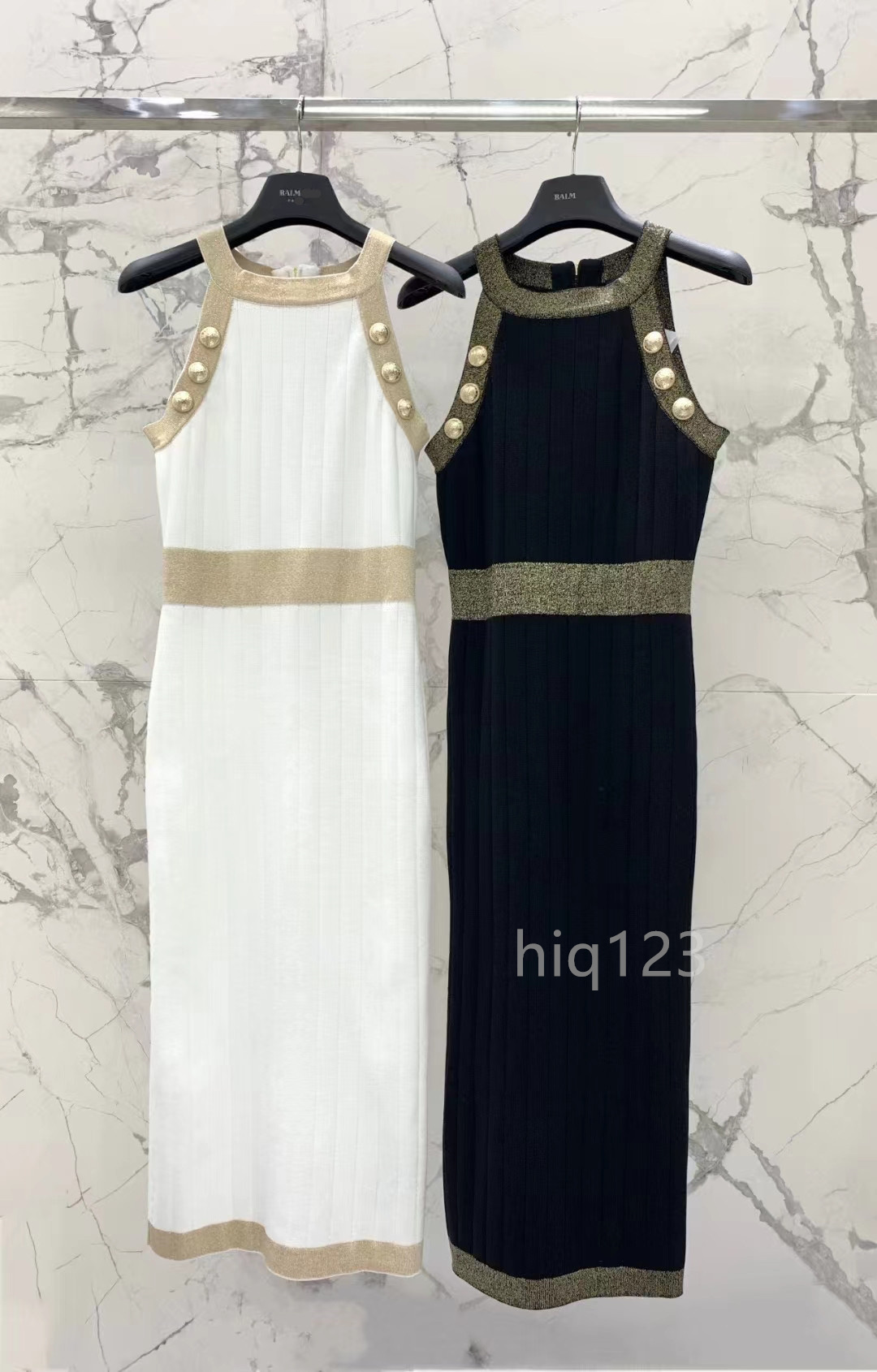 

2023 New Women's underwaist Dress Luxury Letter Printing balmains Luxury Designer Ladies Pierre Brand designer Top-Quality Knitted woolen dress, Black