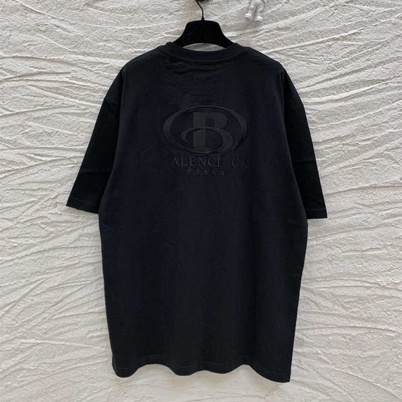 

2023 New designer womens t shirt high-end High Edition 2023 Summer SPA Front Back Embroidery OS Loose Fit Sleeve T-Shirt, Black