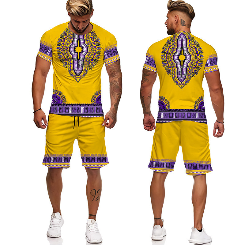 

Men's Tracksuits Summer 3D African Print Tracksuits Vintage Style T Shirts shorts 2 Piece Clothing Causal Man Sport Suit Oversized Men Sets 230410
