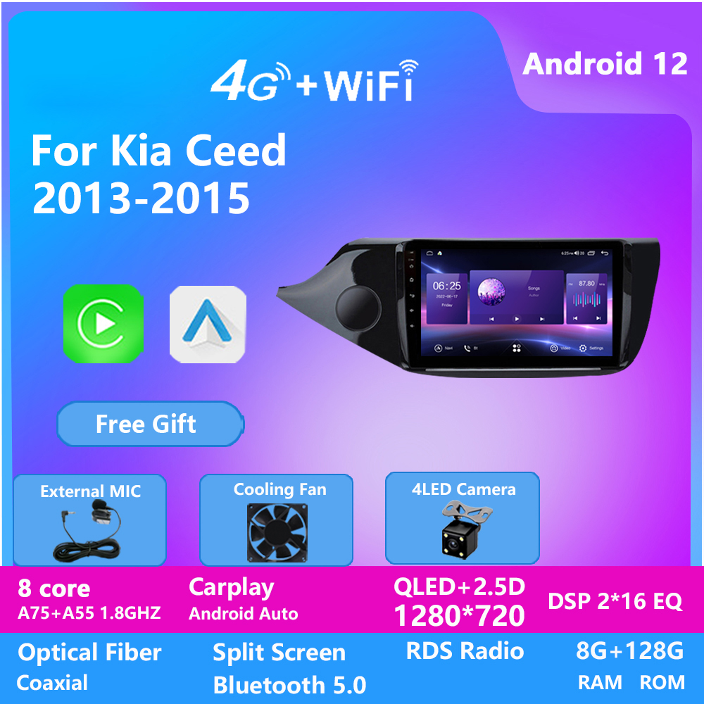 

Android 12 IPS 2.5D Car Video GPS Player for KIA CEED 2013-2015 Support 4G LTE Built-in CarPlay DSP No Dvd