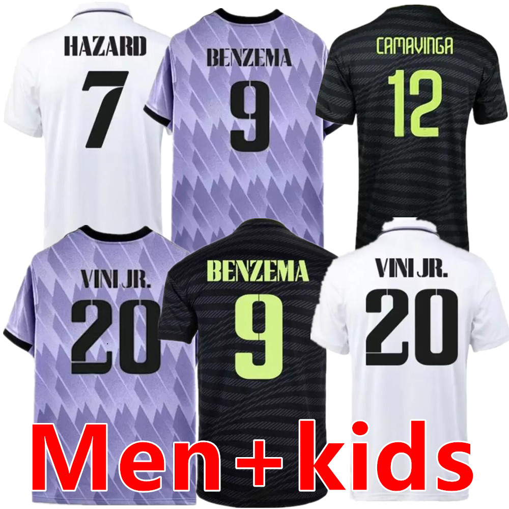 

22 23 BENZEMA Soccer Jerseys 3rd shirts 2021 finals champions kits RODRGO camiseta rEaL mAdRIds 2022 2023 VINI JR CAMAVINGA TCHOUAMENI kids football shirt, Home
