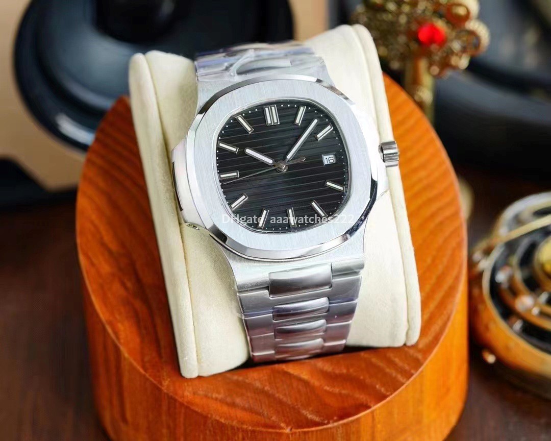 

mens watches aaa Automatic 2813 movement 42mm gold and silver comfortable rubber strap luminous top quality wristwatches montre de luxe gold PP 5711 Nautilus watch, Box
