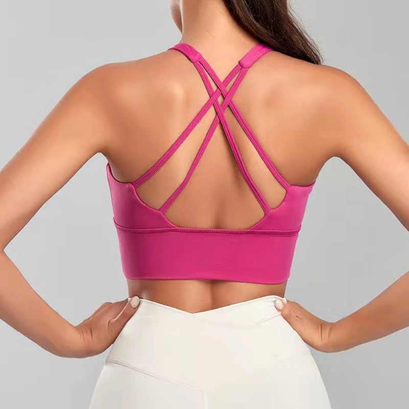 

Yoga Outfit Lulul Women Sexy Yoga Lingerie With Chest Pad Bras Bralette push up bra Sporte Bra female Underwear Solid Color Bra Gym Tops lululemens, 1pcs random color