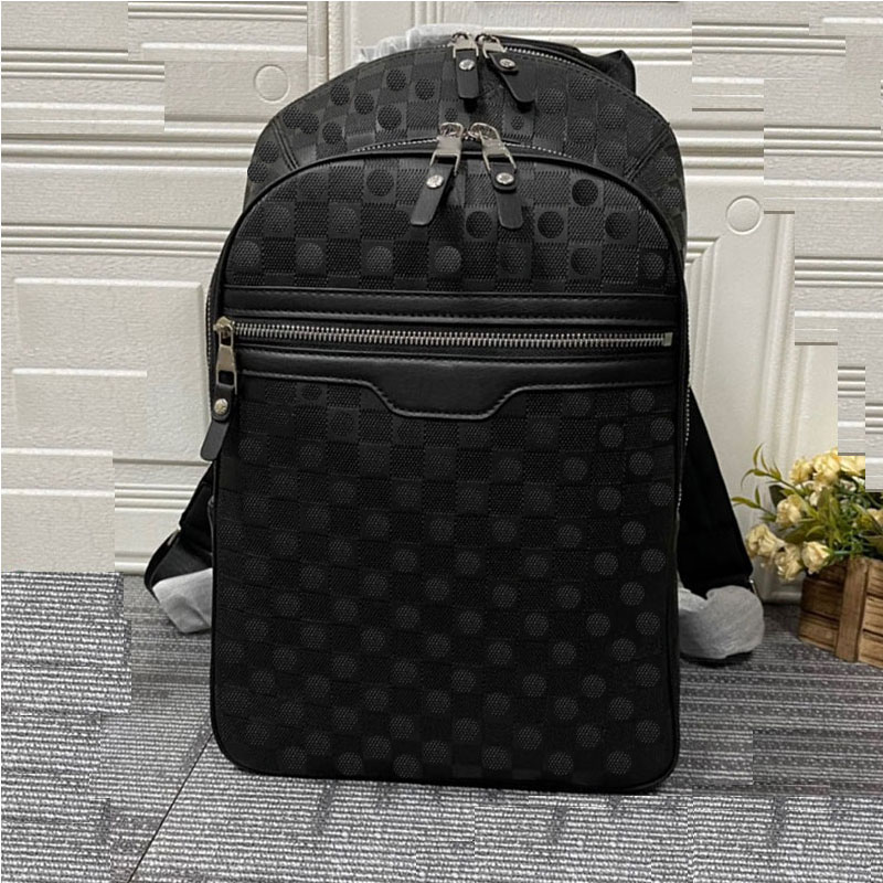 

High Quality Fashion Backpack Mens and Women Genuine Leather Plaid Embossed Handheld Backpack Luxury Flower Designer Bag Large Capacity Shoulder Bag Luggage Bag, Black