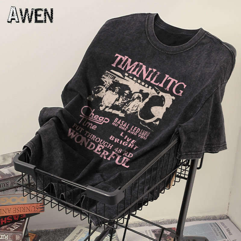 

Womens TShirt Mens retro oversized long sleeved womens summer hiphop Oneck street clothing Harajuku Tshirt loose 230410, Black