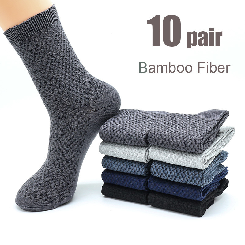 

Men's Socks 10 Pair Men's Bamboo Fiber Socks Harajuku Retro Breathable Business Man Socks Black Long Sock Deodorant Gift Set Size 3946 230410, A1