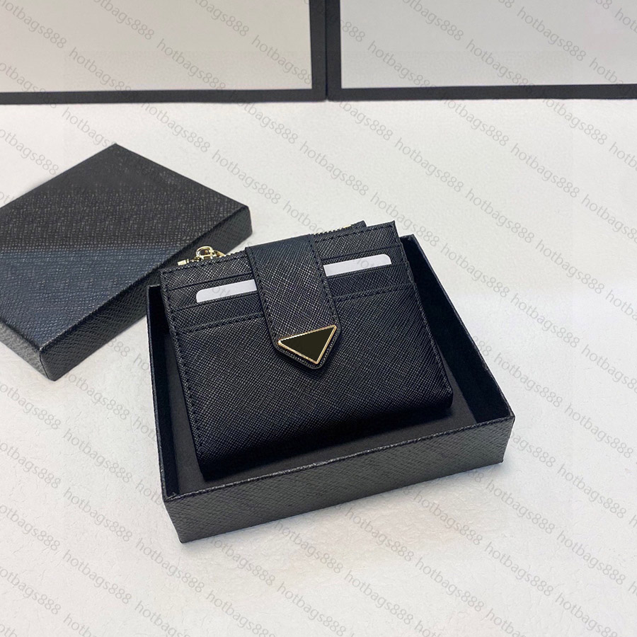 

Designer Card Holders Purse Fashion Womens Men Triangle Double sided Credit Cards Coin Mini Wallets For Women Coin Purse With Box, Black