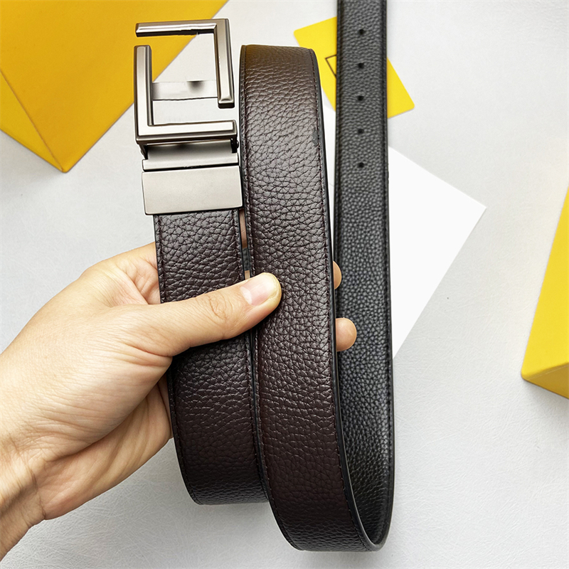 

Designer Belt Width 3.4cm Leather Waist Belts For Man Women Fashion Waistband Smooth Buckle Luxury Belt, Dark grey