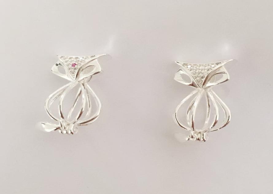 

Gemstudded 925 Silver Fox Locket Cage Sterling Silver With Shiny Gems Can Hold 9mm Pearl Bead Cage Pendant Fitting7941587