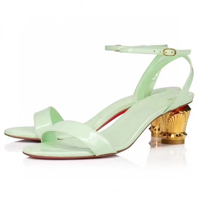 

Europe's women shoes sandal latest women's low-heeled slippers fashion fish mouth shoes special-shaped gold heel design sexy multi-color sizes 35-41 real leather