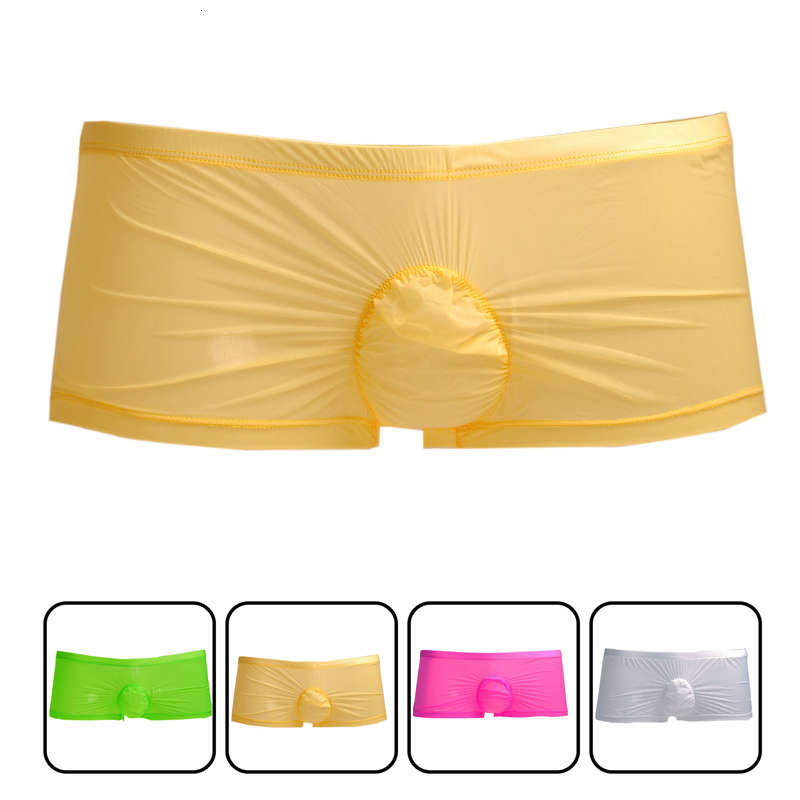 

Underpants Milk ice silk men's boxer underwear short boxer underpant man knickers Ultra thin translucent colorful Convex Pouch 230410, Khaki