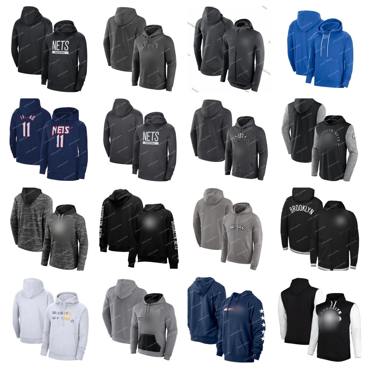 

Men Women Youth Brooklyn''Nets''Hoodie 2023 City Pullover 75th Anniversary Performance Full-Zip Basketball''NBA''Hoodies, #7